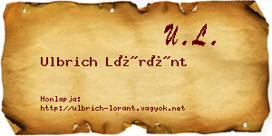 Ulbrich Lóránt névjegykártya